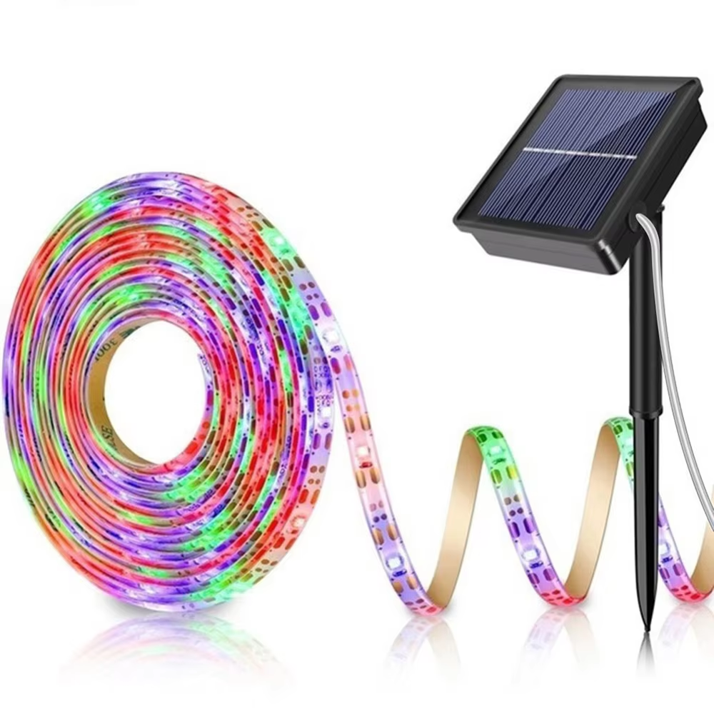 Outdoor Solar Rechargeable Ip68 Waterproof Smd 2835 Rgb Silicone Flexible 5V Solar Strip Light with Remote Control · image 6