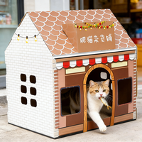 Maison de chat de luxe Chonky Cat Grocery, en carton ondulé, intérieure, simulant un magasin, spacieuse, luxueuse, cabane de repos
