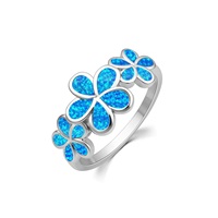 Cincin Opal Biru Berpilin Motif Bunga |   Pita Berhias Permata Iridescent |   Perhiasan Fashion Terinspirasi Alam untuk Wanita, Tren Mode Terbaru