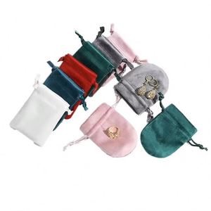 ถุงกำมะหยี่เนื้อนุ่มแบบมีเชือกผูกสำหรับขายส่ง ถุงใส่เครื่องประดับรีไซเคิลได้ สำหรับแหวน สร้อยคอ นาฬิกา อัญมณี - Product Image 1