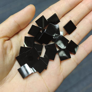 Pierre précieuse naturelle en onyx noir de forme carrée, 10x10mm, agate noire pour la fabrication de bijoux - Product Image 6