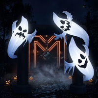 Décoration Gonflable Géante Halloween Château Citrouille Monstre avec Lumières LED Effrayantes, Air Dancer Imprimé UV, Ventilateur Intégré