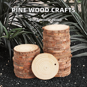 Tranches de <span class=keywords><strong>bois</strong></span> de pin ovales naturelles polies de marque Liao (Shandong) en gros pour l'artisanat populaire, les projets de bricolage et les décorations de table de Noël - Product Image 2