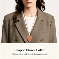 Ensemble tailleur élégant pour femme : Blazer court à revers et pantalon plissé taille haute à jambes larges – Idéal pour le bureau et le quotidien – Personnalisation OEM disponible