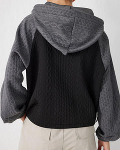 Sweat-shirt à capuche pour femme <span class=keywords><strong>de</strong></span> haute qualité, tendance automne, couleur contrastée, tricot torsadé, pull à manches longues, coupe ample, décontracté, haut à capuche - Product Image 6