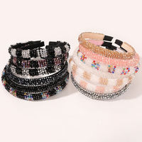 Style coréen 4 rangées de cristal perlé cerceau de cheveux de luxe Baroque bandeau de cheveux accessoires femmes plein strass mince Bling bandeaux