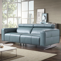 Sofá reclinable giratorio de 2-3 plazas moderno con reposapiés extensible marco de madera de cuero genuino para sala de estar de cine en casa