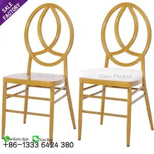 Sinoperfect – chaise de salle à manger en métal blanc doré, empilable, de luxe, phénix, pour mariage, hôtel moderne, pour événements