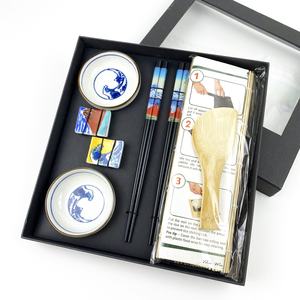 Tikar bambu sushi fujiyama Jepang baru 8 buah set piring makan sushi peralatan khusus keramik dengan sumpit - Product Image 1