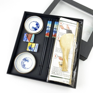Set Sushi Per 2 Persone In Ceramica | Piatti Bacchette E Ciotole Blu-Bianco - Foto 12