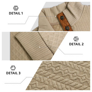 Sweat-shirt à col montant en tricot texturé jacquard pour homme personnalisé, décontracté à manches longues - Product Image 4