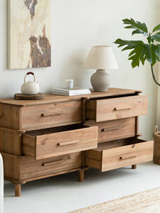 Credenza Retrò Francese in Legno Massello di Pino con Sei Cassetti, Mobile Contenitore per Soggiorno e Camera da Letto, Arredamento Casa <span class=keywords><strong>Homechoice</strong></span> - Product Image 4
