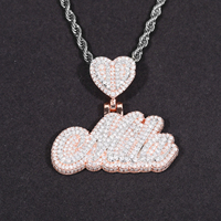 Collier Pendentif Nom 3D Personnalisé en Argent Sterling 925, Bijoux Hip Hop Iced Out, Diamant Moissanite VVS pour Hommes et Femmes