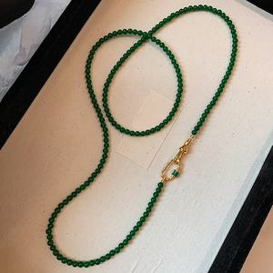 2024 nuevo collar de cuentas de piedra de Calcedonia verde Natural apilado largo de lujo ligero para joyería de mujer - Product Image 4