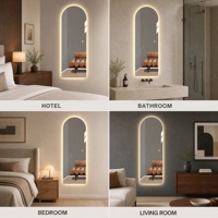 Miroir LED mural en forme d'arche, sans cadre, avec éclairage arrière, pour la maison et l'hôtel