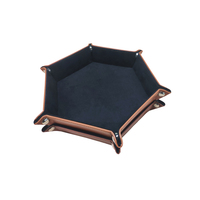 Plateau de rangement pliable hexagonal en cuir PU double couche pour dés, style moderne et luxueux, pour cuisine, salle de bain, salon, DND - Vente en gros