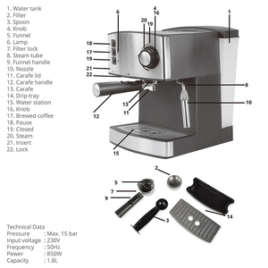 Cafetera con bomba semiautomática Home Brew Master: temperatura precisa, <span class=keywords><strong>crema</strong></span> rica - Product Image 3