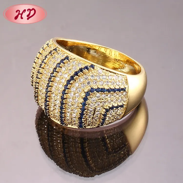 Fabricante Guangzhou HD marca mujeres piedras preciosas joyería 18K Cubic Zirconia oro relleno exagerado anillo Cubic Zirconia anillo