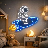 Enseigne néon LED Fusée Astronaute, Veilleuse RGB sécurisée alimentée par USB 5V, Décoration spatiale en acrylique pour Chambre d'enfant, Salle de jeu, Salle de classe, Crèche