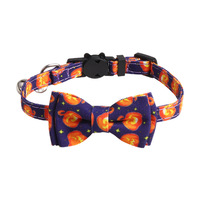 Collier pour chat d'Halloween avec nœud papillon et clochette, motif Jack O'Lantern, boucle de sécurité détachable, collier réglable pour chaton
