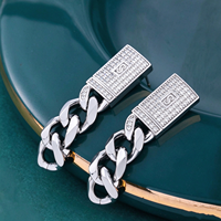 Boucles d'oreilles pendantes et clous d'oreilles Monaco en argent massif 925 plaqué or 14K avec moissanite taille brillant qualité VVS1 et chaîne cubaine Miami