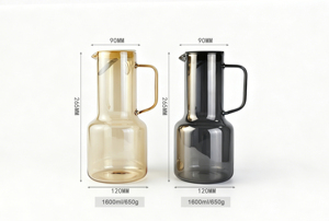 <span class=keywords><strong>Carafe</strong></span> moderne en verre borosilicate avec couvercle et poignée, 1600 ml, anti-fuite, couleur personnalisée, pour thé glacé et jus, idéale pour la porte du réfrigérateur - Product Image 6