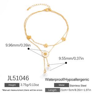 Tobillera con Colgante Chapada en Oro de 18K, de Doble Capa, de Acero Inoxidable, que Conserva el Color, a la Moda, Versátil y Elegante - Product Image 6