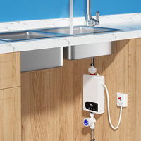 Chauffe-eau instantané mural électrique mini sans réservoir en plastique avec affichage LED de la température, classe énergétique pour douche