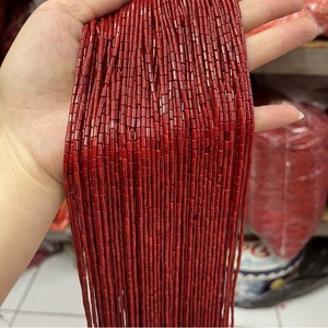 Großhandel 2*4mm Runde Bambusförmige Röhrenperlen Gefärbte Korallen-Zylinderperlen Stränge Rosa Orange Rot Korallenperlen Natürlich in Großmengen - Product Image 1