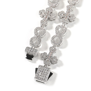 Gioielli Hip Hop all'ingrosso placcato oro catena croce di diamanti 8-a forma di collane infiniti ghiacciato 10mm maglia cubana braccialetti a catena - Product Image 3