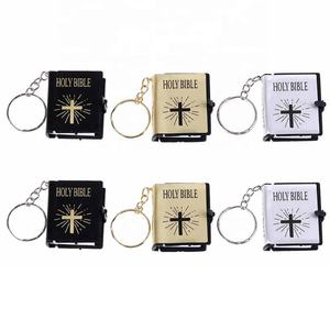 Fun Christian Religious English Book <b>Key</b> <b>Chain</b> Black White and Gold Color Holly Bible Keychain - Product Image 2