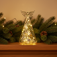 Funkelnde Glänzende Klare Glas-LED-Engel-Deko Feenlichter Stern-Ornamente Weihnachten Neujahr Tischdekoration Festlich Hochwertig