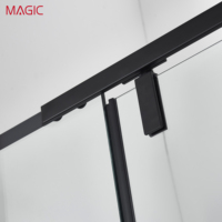 Paroi de douche coulissante sans cadre, design européen, charnière en acier inoxydable, porte en verre pour salle de bain, séparation sec/humide facile