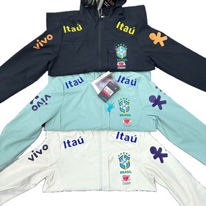 Brazil Team Neymar-Style Windproof and Waterproof Cotton-Lined Lightweight <strong>Linen</strong> Solid Sports Winter Hooded <strong>Jacket</strong> for <strong>Men</strong> Women - Product Image 5