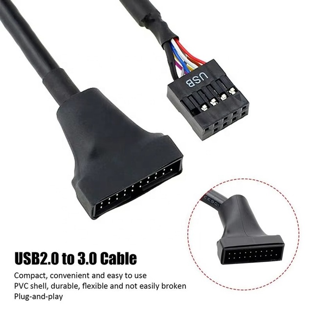 Usb 3.0 Header to Usb 2.0 Motherboard Adapter Cable 19 Pin Usb3.0 Male to 9 Pin Usb2.0 Female Motherboard Converter 6 inch/15cm