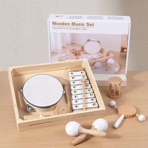 Jouets musicaux en bois Montessori pour l'éducation précoce, ensembles d'instruments de musique, xylophone, <span class=keywords><strong>maracas</strong></span> pour garçons et filles - Product Image 3