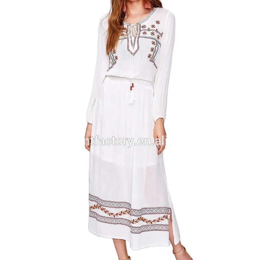 Bohemian cotton long dress women casual beach maxi dress girls vintage skirt robe clothes STb-0279