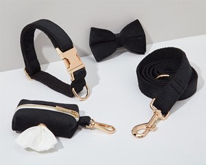 ชุดสายจูงและสุนัขพันธุ์วีทสีดำใช้ในสายจูงสุนัข + ปลอกคอ + โบว์ไท + ที่ใส่ถุงใส่อุจจาระไม่มีสายรัดสำหรับงานแต่งงาน - Product Image 4
