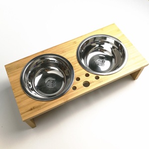 Comedero para Perros de Bambú con Cuencos de Acero Inoxidable 304, Soporte Elevado para Cuencos de Mascotas para Uso Doméstico - Product Image 4