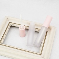 Tubes de brillant à lèvres roses personnalisés avec baguettes magiques vides et rondes Emballage en plastique de rouge à lèvres de 5ml de capacité