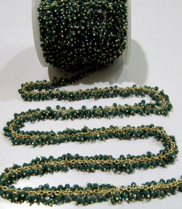 Cadena de uva de Calcedonia peruana facetada de 3 pies, cuarzo hidráulico, 2,5mm, envoltura de alambre facetado, Rosario, cadena Angoori con cuentas, precio al por mayor - Product Image 1