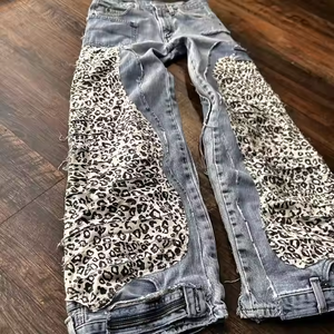 Pantalones vaqueros <span class=keywords><strong>holgados</strong></span> para hombre con acabado de pepinillo roto de lona dañada de gran tamaño de alta calidad en estilo Hip Hop de calle Vintage - Product Image 4