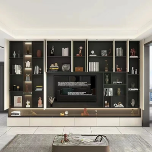 Meuble TV mural sur mesure pour salon, unité de rangement intégrée avec écran de fond - Product Image 2