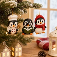 Calendrier de l'Avent de Noël 24 Jours, Ornements Suspendus Pingouin, Boîte Cadeau Surprise, Pendentif Arbre en Résine, Décoration de Fêtes