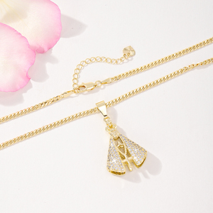 Collier unisexe avec pendentif croix et Vierge <span class=keywords><strong>Marie</strong></span> en laiton incrusté de zircon blanc et <span class=keywords><strong>rose</strong></span>, plaqué or, avec chaîne à maillons - Product Image 4