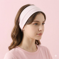 Headband Yoga Elastis Grosir Qianjin, Cetak Kustom, Warna Pink, Bergaris, Aksesoris Rambut Sporty untuk Makeup