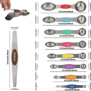 Juego de Cucharas Medidoras Magnéticas de Acero Inoxidable con Imanes Potentes, Utensilios de Cocina de Metal Resistentes para Hornear y Cocinar, Juego de 8 - Product Image 3