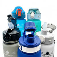 Bouteille d'eau de sport en plastique réutilisable sans BPA de grande capacité 32oz/350/500/750/1000ml avec marqueur de temps pour la motivation