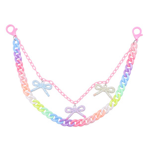 โซ่คาดเอวอะคริลิคสีสันสดใสสำหรับผู้หญิง สไตล์พังก์ แฟชั่นสำหรับออกงานกลางคืน ดีไซน์โบว์สีชมพูหลายห่วง - Product Image 5
