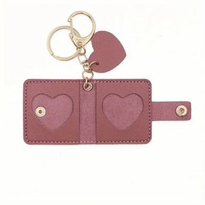 Cute Heart Shape Storage Case Pendant Mini Pu Leather Picture Holder Bag Charms Photo Keeper Keychain for <b>Memory</b> & <b>Gift</b> - Product Image 5